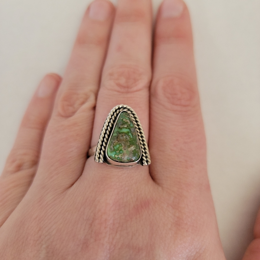 Genuine Handmade Silver and Green Turquoise Ring